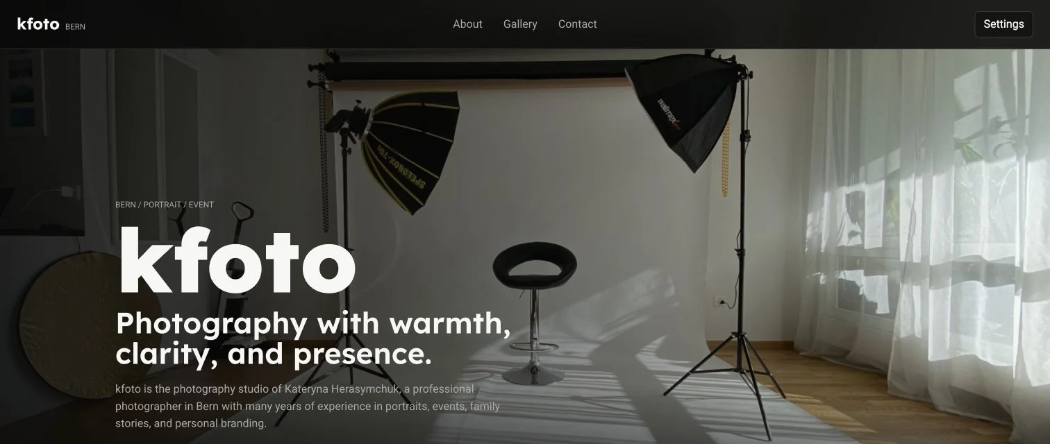 KFoto photography studio website in Bern